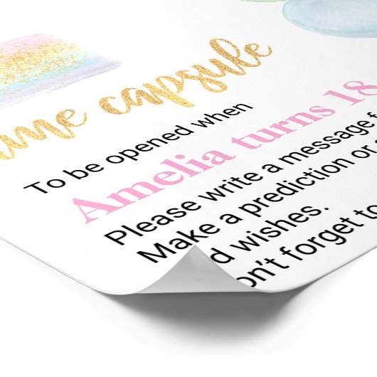 Poster Symbole Pastel Arc-en-Ciel de l'heure d'anniversai (Coin)