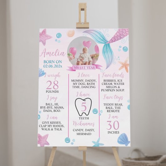 Poster Symbole Pastel Mermaid 1er anniversaire