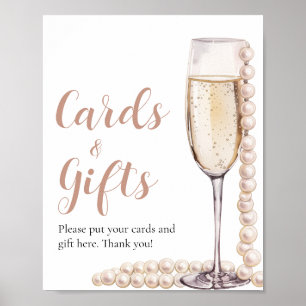 Poster Symbole Pearl et Prosecco Champagne Cartes et cade