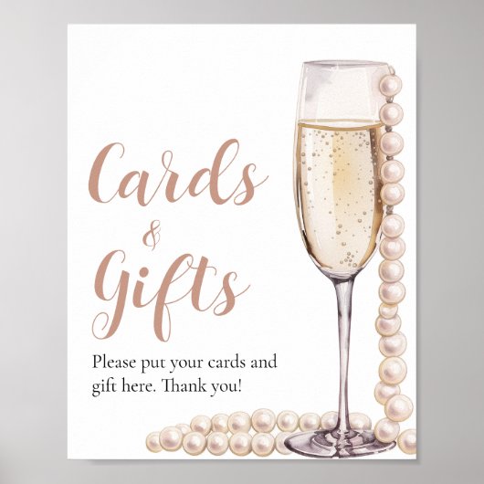 Poster Symbole Pearl et Prosecco Champagne Cartes et cade (Devant)