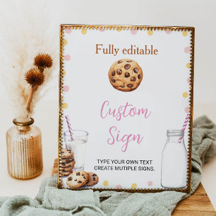 Poster Symbole Personnalisé Fille Lait Et Cookies Fête An