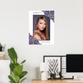 Poster Symbole photo violet des funérailles florales (Bureau à domicile)