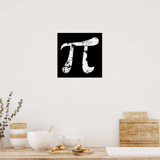 Poster Symbole Pi Grunge Blanc (Cuisine)