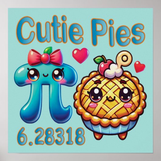 Poster Symbole Pi mignon et pie Pie Pie Pie (Devant)