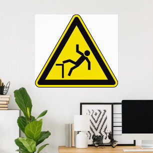 Poster Symbole piéton à cordon de prudence