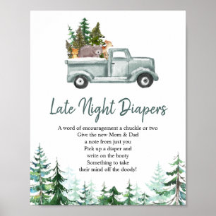 Poster Symbole Pine Trees Woodland Late Night Diapés