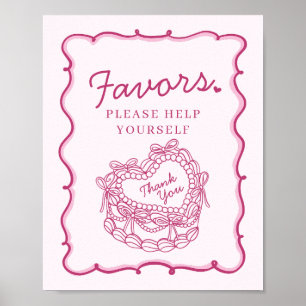 Poster Symbole Pink Bow Retro Coquette Coquette Gâteau Fa