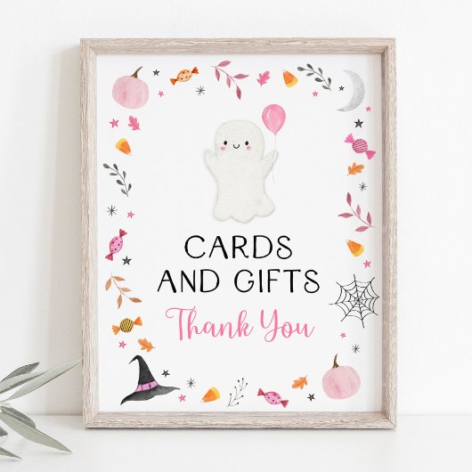 Poster Symbole Pink Ghost Halloween Cartes et cadeaux