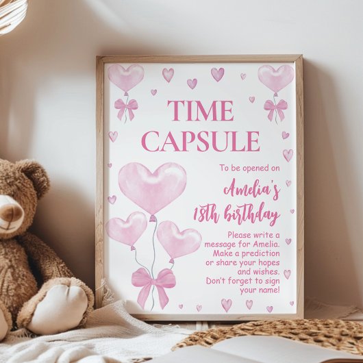 Poster Symbole Pink Heart Valentine's Birthday Time Capsu