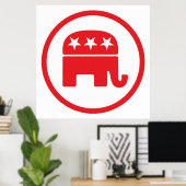 Poster Symbole politique du parti républicain (éléphant) (Bureau à domicile)