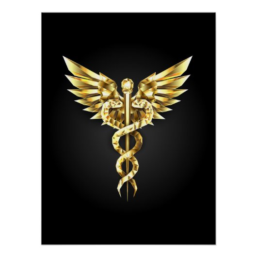 Poster Symbole Polygonal Or Caduceus (Devant)