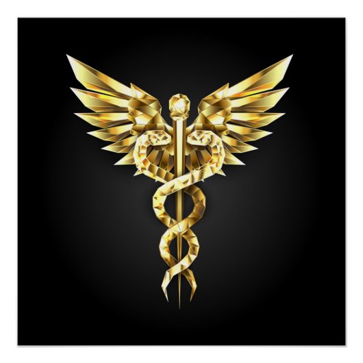 Poster Symbole Polygonal Or Caduceus (Devant)