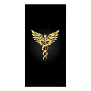 Poster Symbole Polygonal Or Caduceus