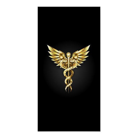 Poster Symbole Polygonal Or Caduceus (Devant)