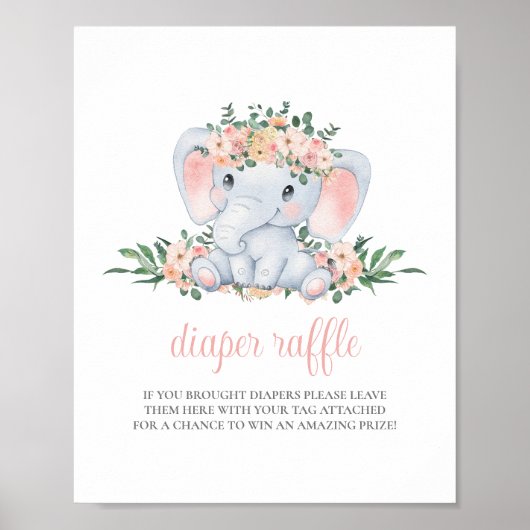 Poster Symbole rabat Baby shower rose Elephant Girl (Devant)