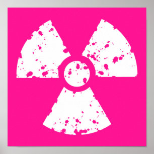 Poster Symbole radioactif rose chaud