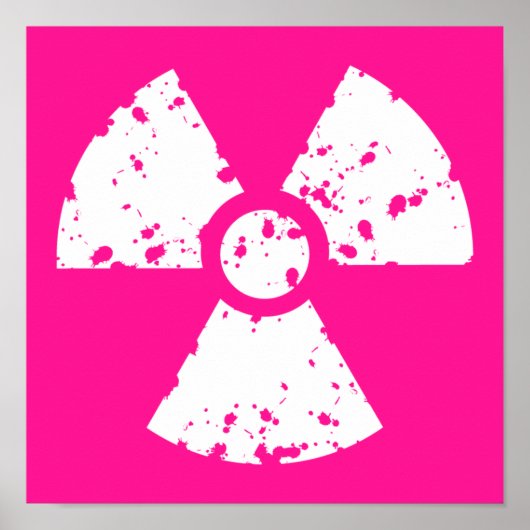 Poster Symbole radioactif rose chaud (Devant)