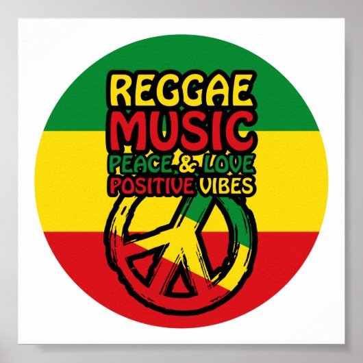 Poster Symbole Reggae et Paix avec citations positives (Devant)