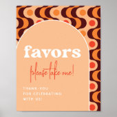 Poster Symbole Retro Arch Orange Wedding Favors (Devant)