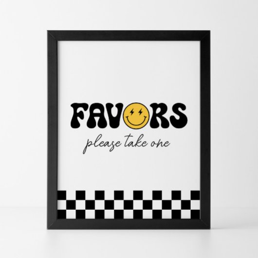 Poster Symbole Retro Checker Happy Face Anniversaire Fave