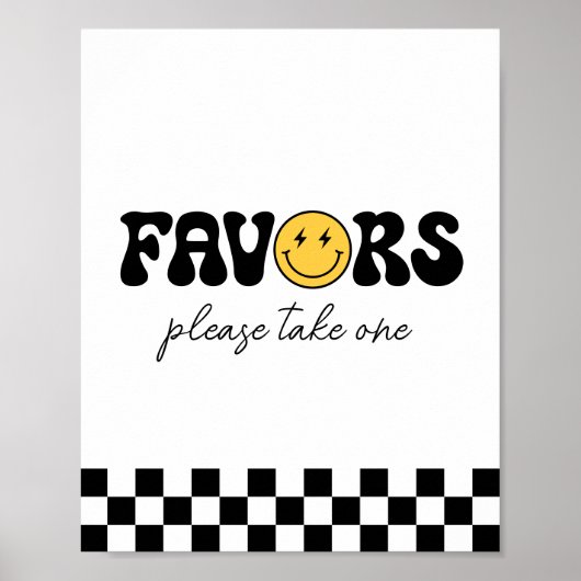 Poster Symbole Retro Checker Happy Face Anniversaire Fave (Devant)