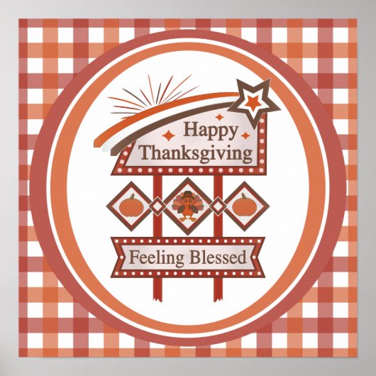 Poster Symbole rétro du bon thanksgiving béni (Devant)