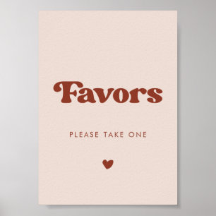 Poster Symbole Retro élégant Peach Pink Wedding Favors