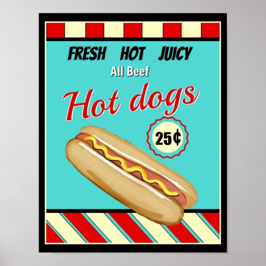 Poster Symbole rétro Hot Dog (Devant)