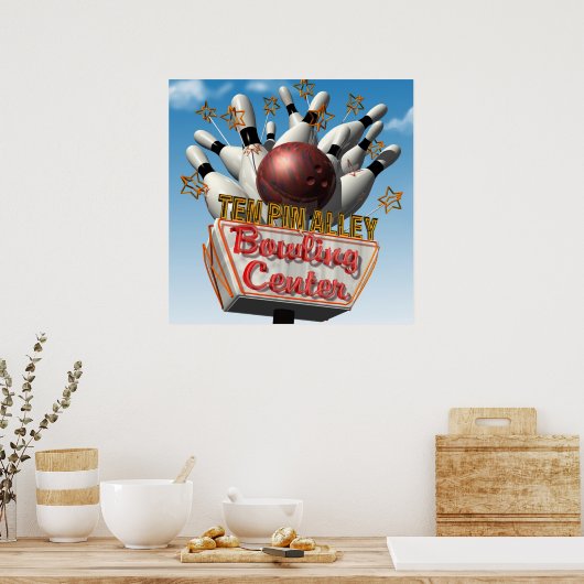 Poster SYMBOLE RÉtro néon dix broches (Cuisine)