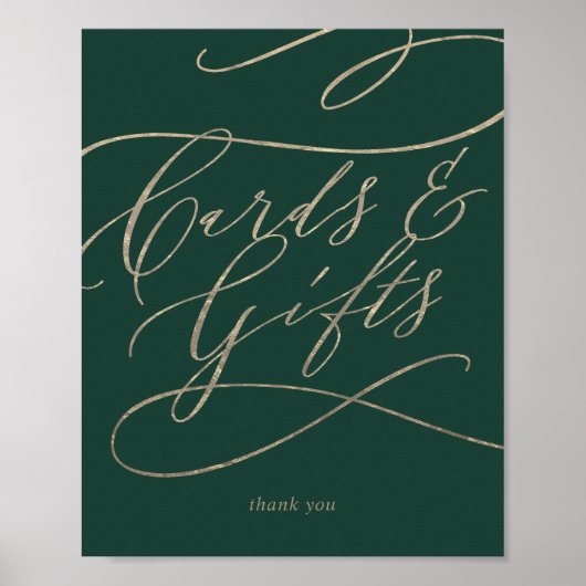 Poster Symbole romantique de calligraphie verte Cartes et (Devant)