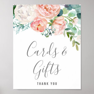 Poster Symbole Romantique Fleurs de pivoines Cartes et Ca