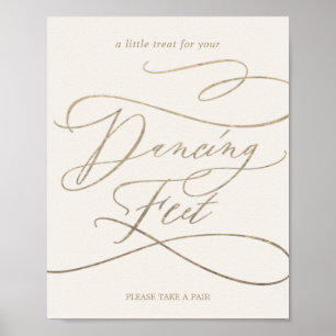 Poster Symbole romantique Gold Calligraphy Pied de danse