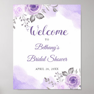 Poster Symbole romantique Pastel violet Fête des mariées
