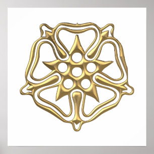 Poster Symbole Rose "3D" d'or