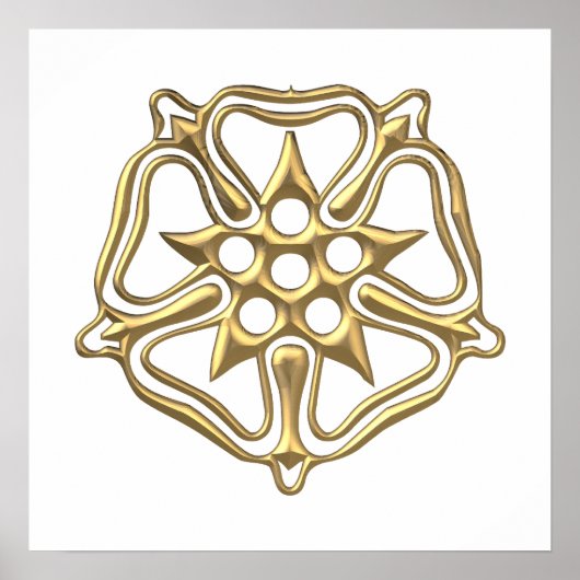 Poster Symbole Rose "3D" d'or (Devant)