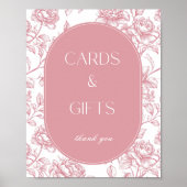 Poster Symbole rose blanc de la Chinoiserie Cartes et cad (Devant)