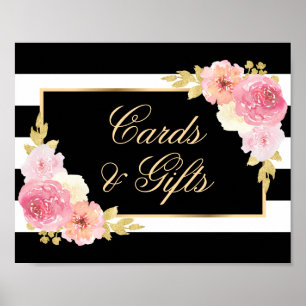 Poster Symbole rose Blush Floral Mariages Cartes et Cadea