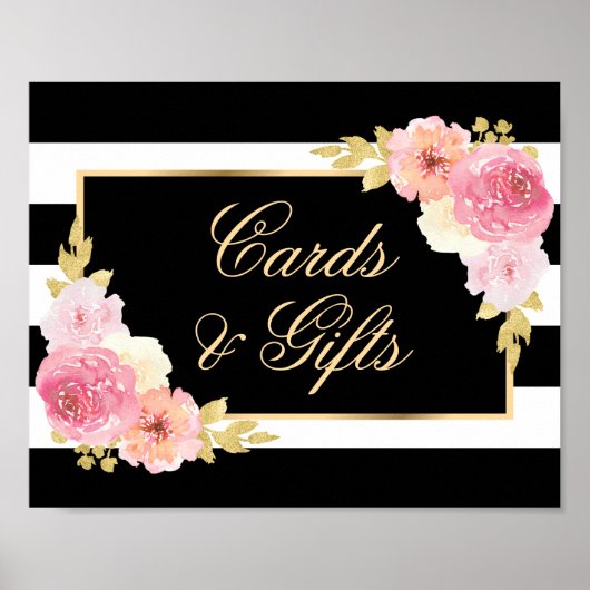 Poster Symbole rose Blush Floral Mariages Cartes et Cadea (Devant)