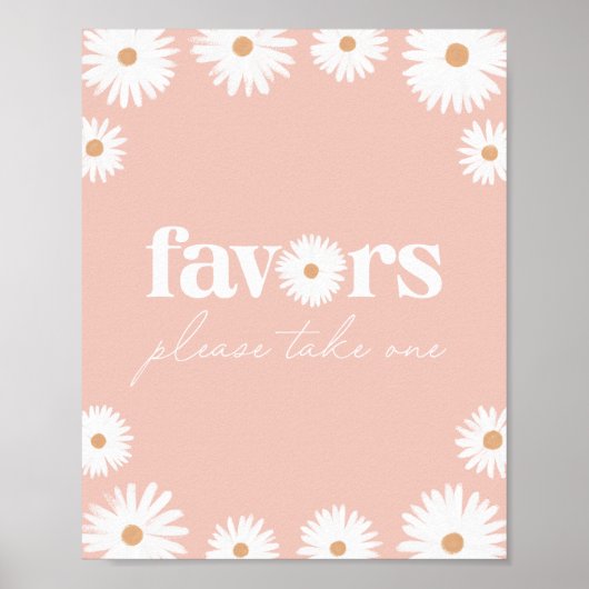 Poster Symbole rose Boho Daisy Floral Baby shower Faveurs (Devant)