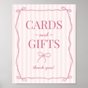 Poster Symbole rose Coquette Bow Pastel Cartes et Cadeaux