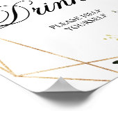 Poster Symbole Rose et Bourgogne Rose Douche Boissons (Coin)