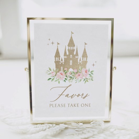 Poster Symbole rose et or Floral Princess Anniversaire Fa