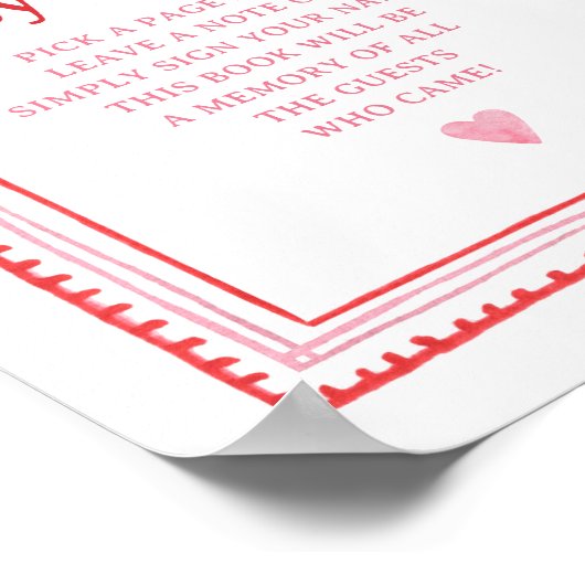 Poster Symbole Rose et Rouge Coeur Sweet Bébé Voeux (Coin)