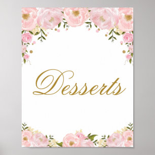 Poster Symbole Rose Floral Dessert Mariage Faveur Douche