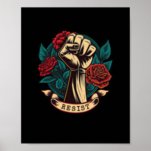 Poster Symbole Rose socialiste démocrate libéral A