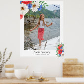 Poster Symbole rouge bleu floral (Cuisine)