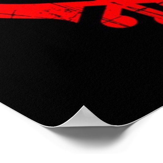 Poster Symbole rouge sikh khanda griffé sur noir (Coin)