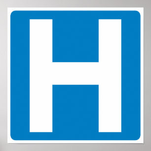 Poster Symbole routier de la zone hospitalière