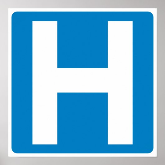 Poster Symbole routier de la zone hospitalière (Devant)