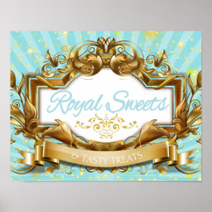 Poster Symbole Royal Sweets and Tasty Traitements Bleu et